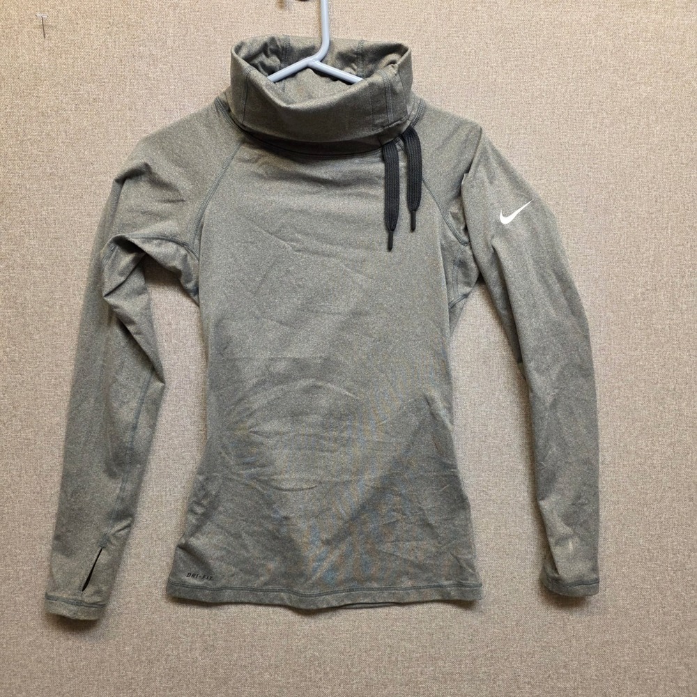 Nike Pro Womens Dri-FIT Cowl Neck Long Sleeve Training Top Gray 485381-091 Small